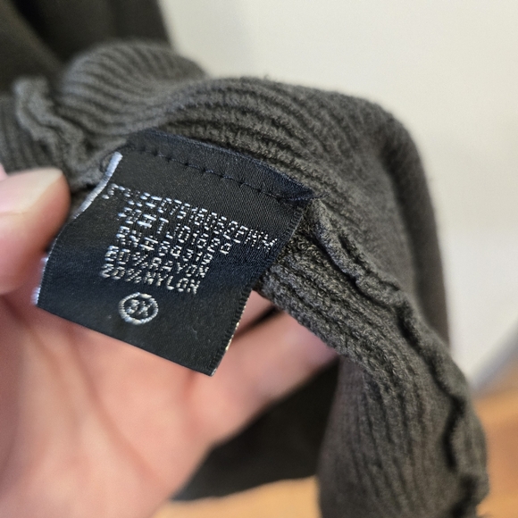 Open front Dark Green Cardigan Sweater - Picture 3 of 6